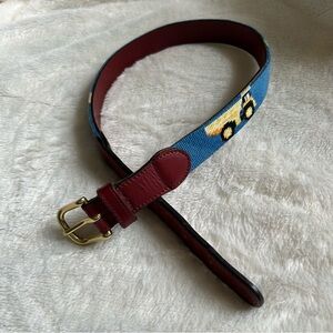 Tucker Blair handstitched needlepoint trucks children's belt 24
